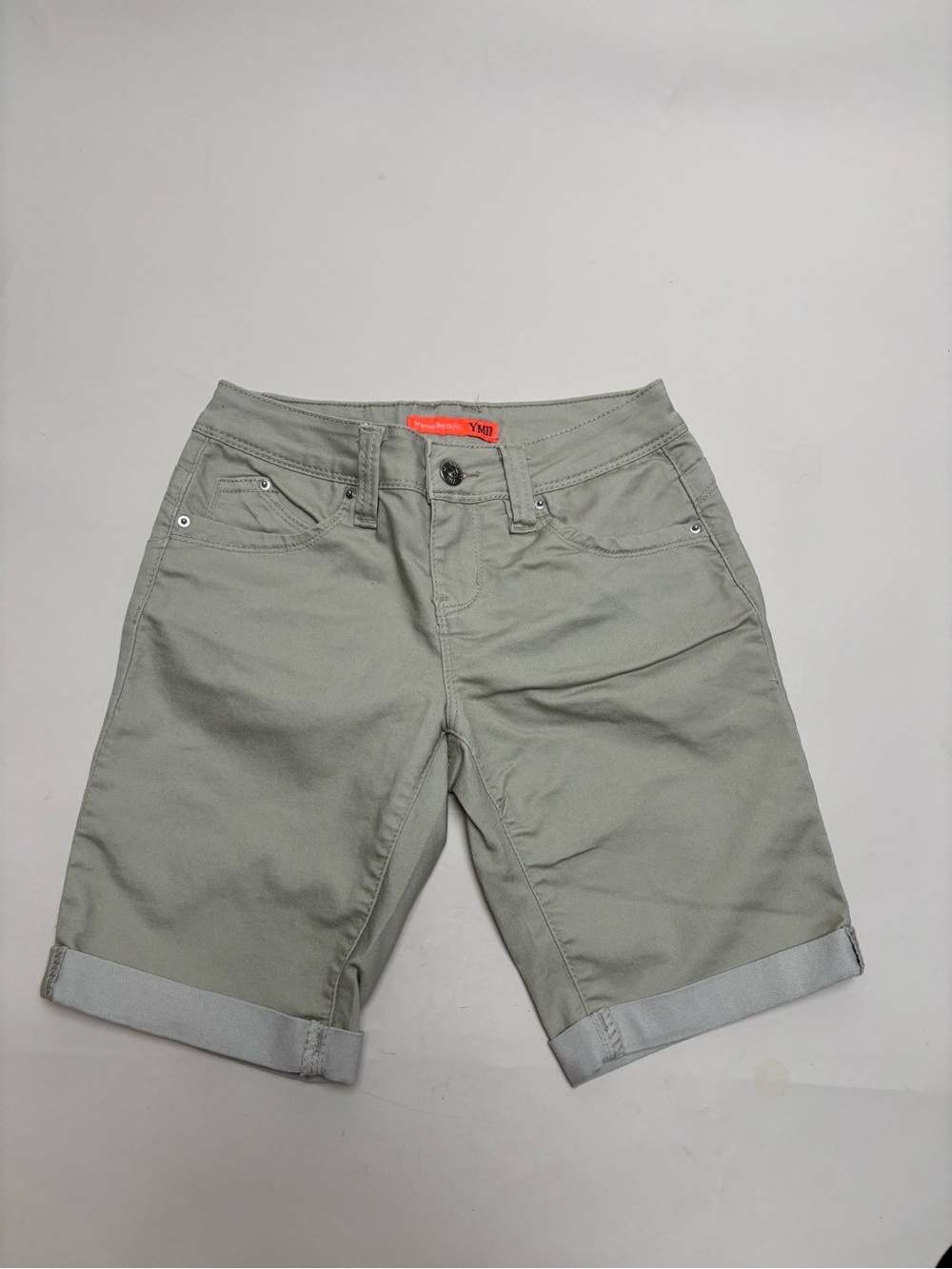 Girls' Bermuda Shorts Tan, Cuffed, Size L (10-12) Stretch